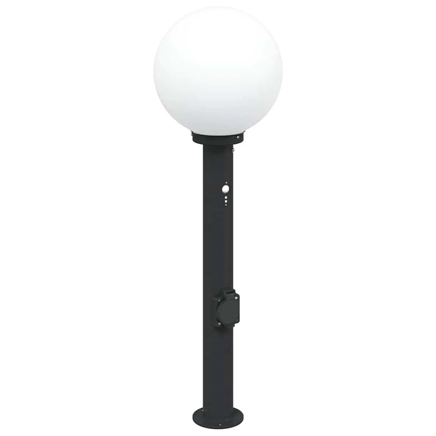 vidaXL Pollerleuchte mit Sensor und Steckdose 80 cm Schwarz IP44 4006123