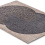 Anthrazitfarbene Schmutzfangmatte Manhattan Semi-Circle, 50x70 cm, mit modernem Kreis-Design.