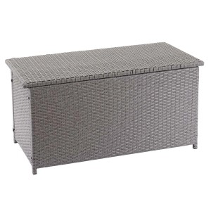 Proregal Poly-Rattan Kissenbox HxBxT 63x135x52cm Basic Grau 320L Gartentruhe Auflagenbox Truhe