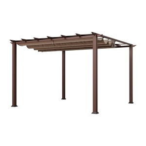 Pavillon Pergola Gazebo Florida Cocoa mit Sonnensegel und rostfreier Aluminiumkonstruktion.