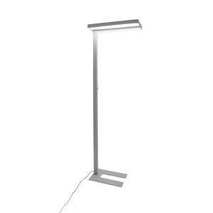 Moderne, dimmbare LED Bürostehleuchte Logan in Alu für Arbeitszimmer.