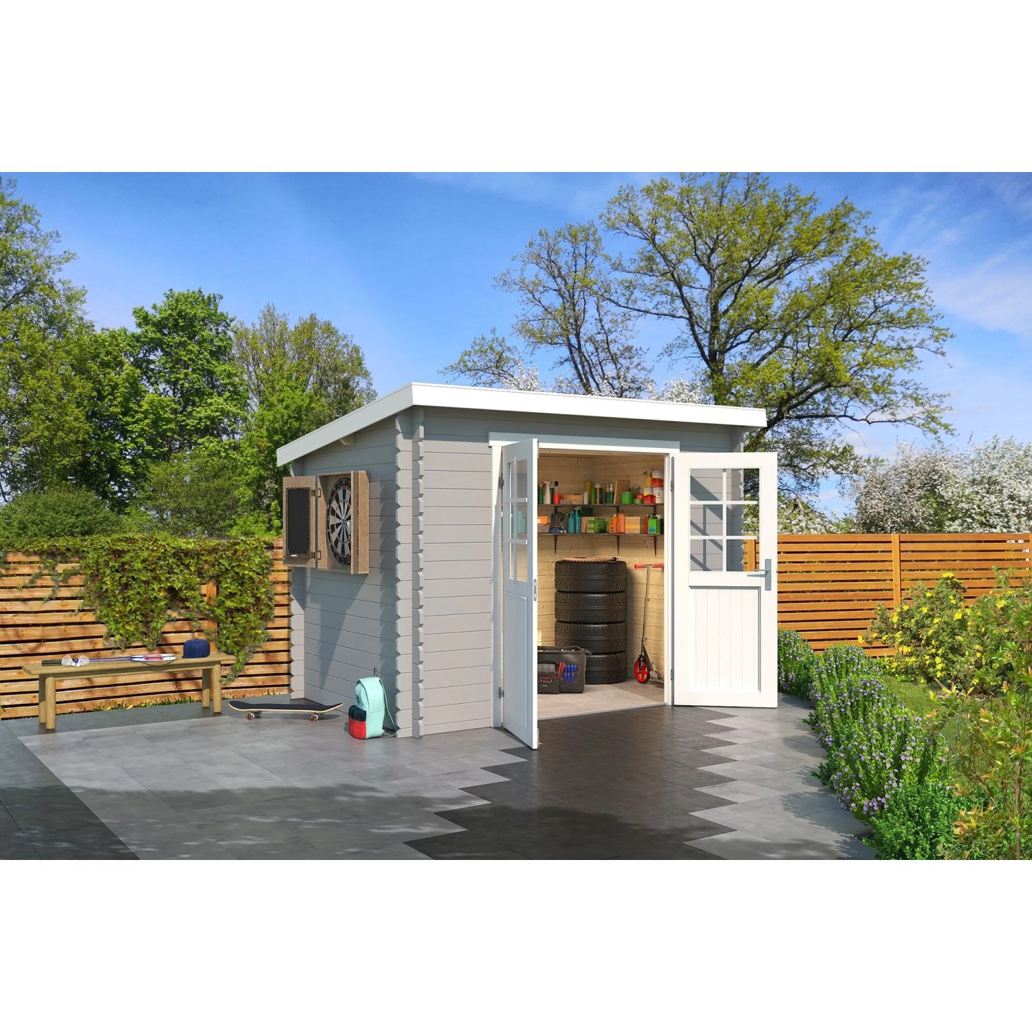 Lasita Gartenhaus San Jose 175 Lichtgrau 275 cm x 175 cm