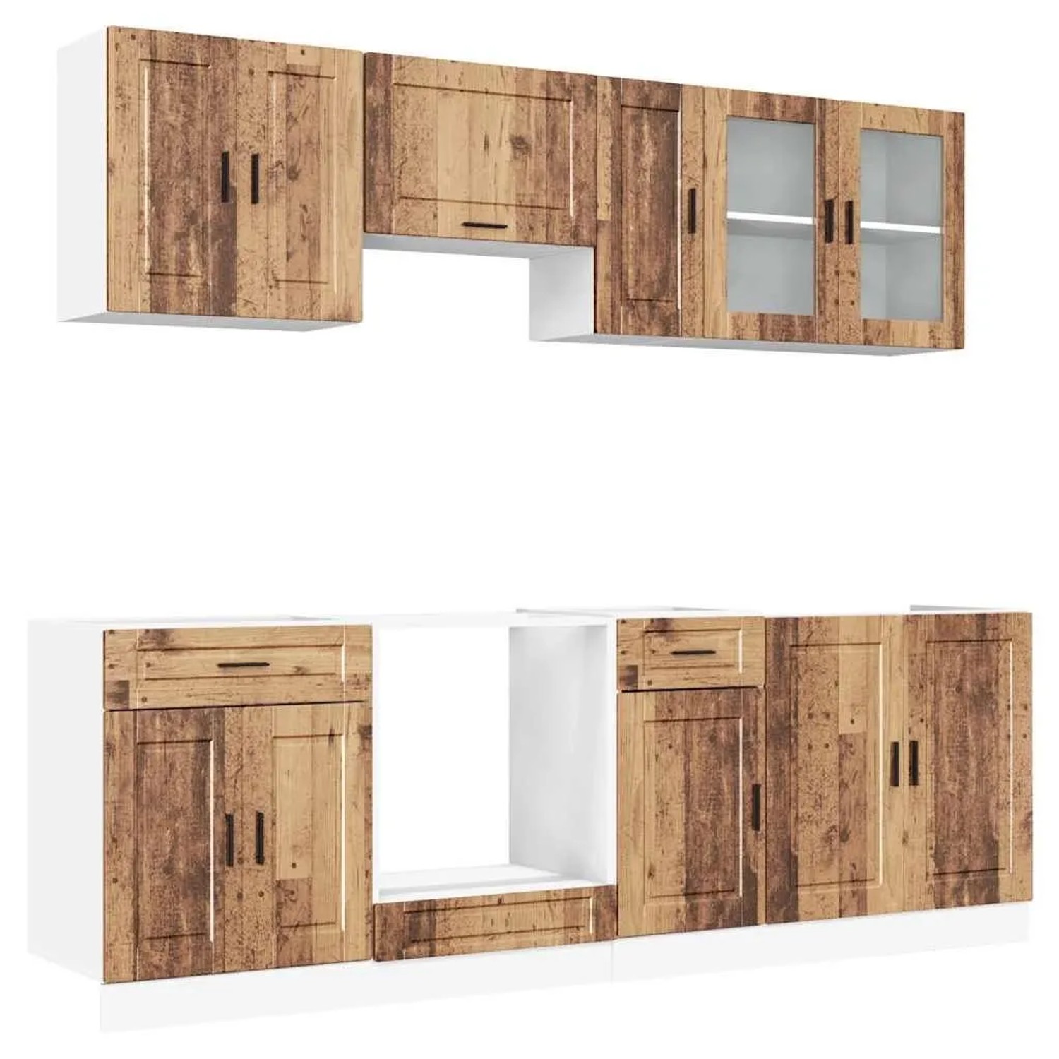 vidaXL 8 Tlg Küchenschrank-Set Kalmar Altholz-Optik Holzwerkstoff 3314849