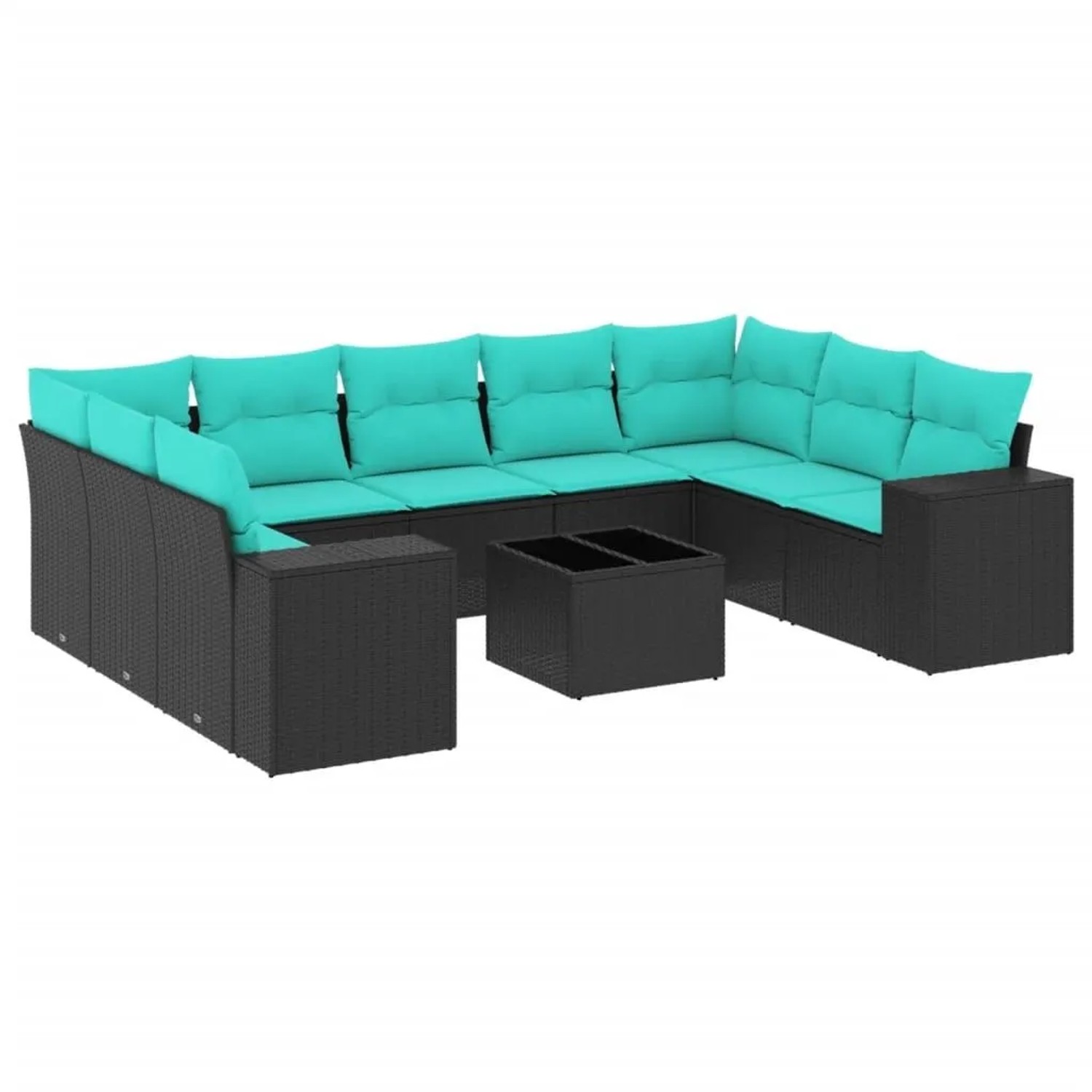vidaXL 10-Tlg Gartensofa-Set mit Kissen Schwarz Polyrattan 3223006 günstig online kaufen