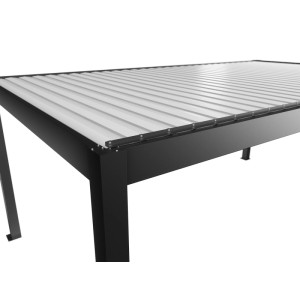 Biohort Pergola 6x3,5m, dunkelgrau-weiß, Terrassenüberdachung mit Lamellendach und stabilem Rahmen.