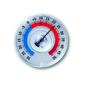 Weißes TFA Fensterthermometer Twatcher zur einfachen Temperaturmessung am Fenster.