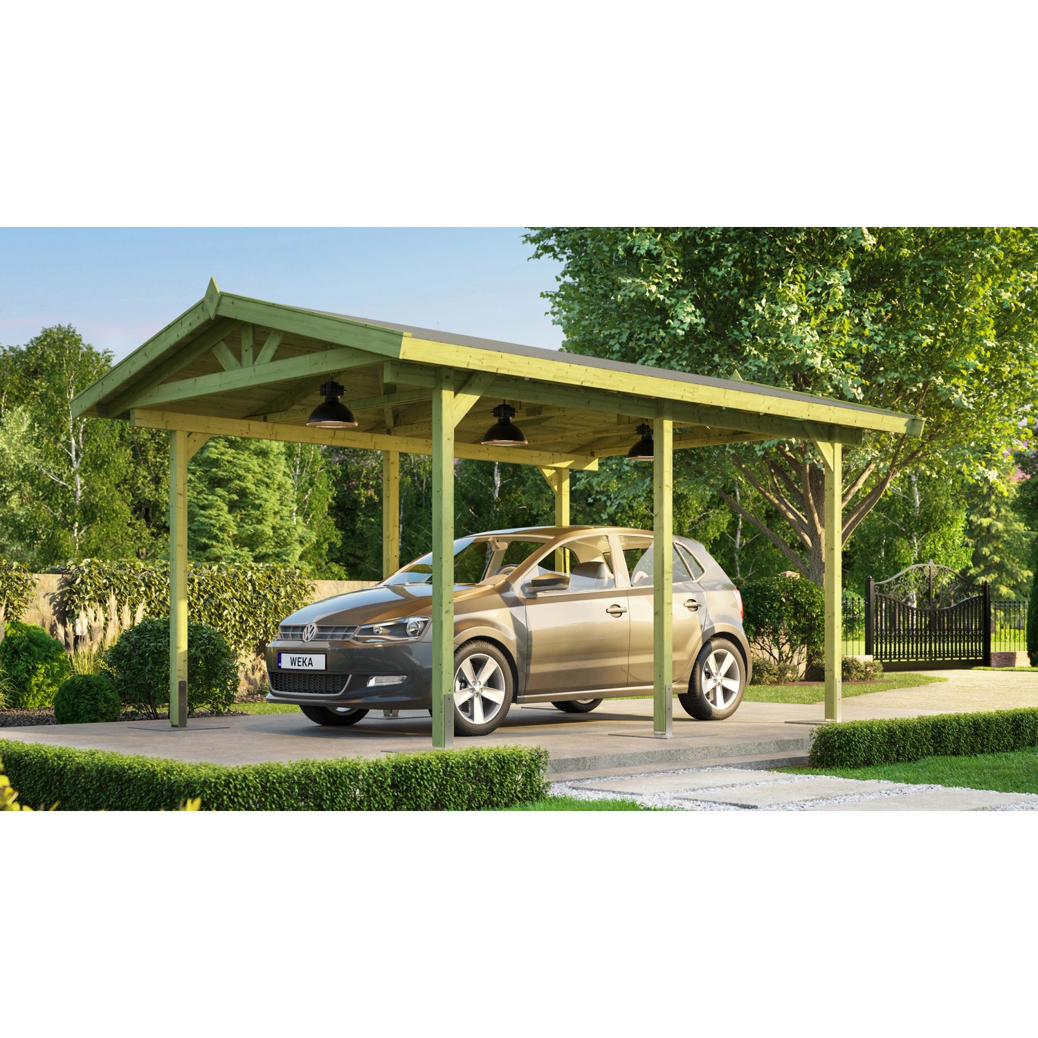 Weka Einzelcarport 611 mit Satteldach  288 cm x 389 cm