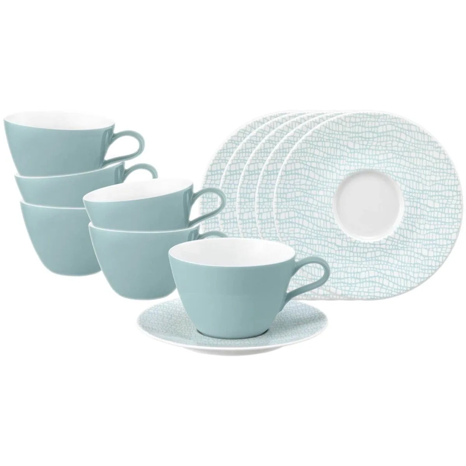 Seltmann Weiden Life Fashion Milchkaffeetasse mit Untertasse 370 ml 6er Set Green Chic