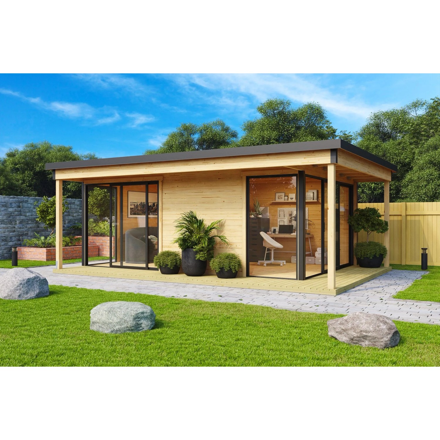 Lasita Gartenhaus Domeo 3 Loggia 508,8 cm x 321,9 cm Natur/Unbehandelt