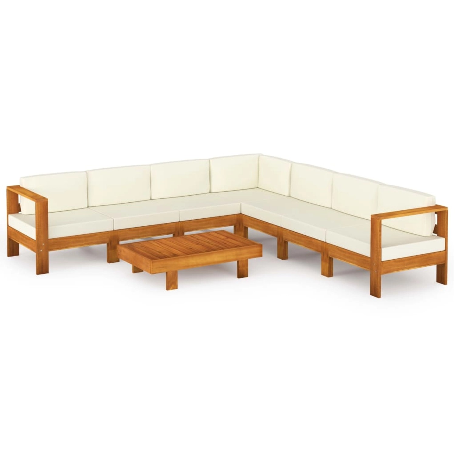 vidaXL 8-tlg Garten-Lounge-Set mit Creme Auflagen Massivholz Akazie Modell 4