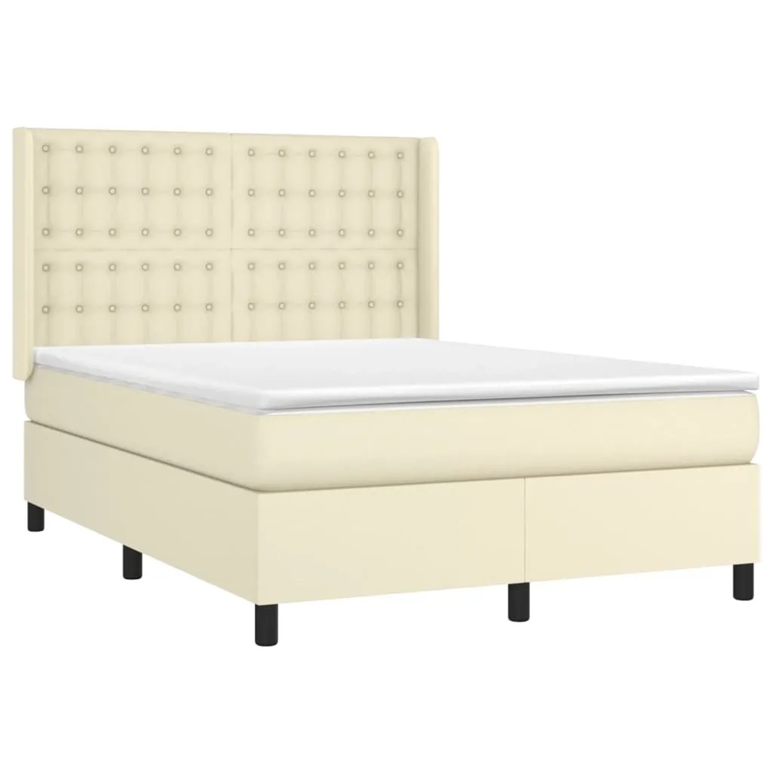 vidaXL Boxspringbett mit Matratze & LED Creme 140x190 cm Kunstleder 3139381