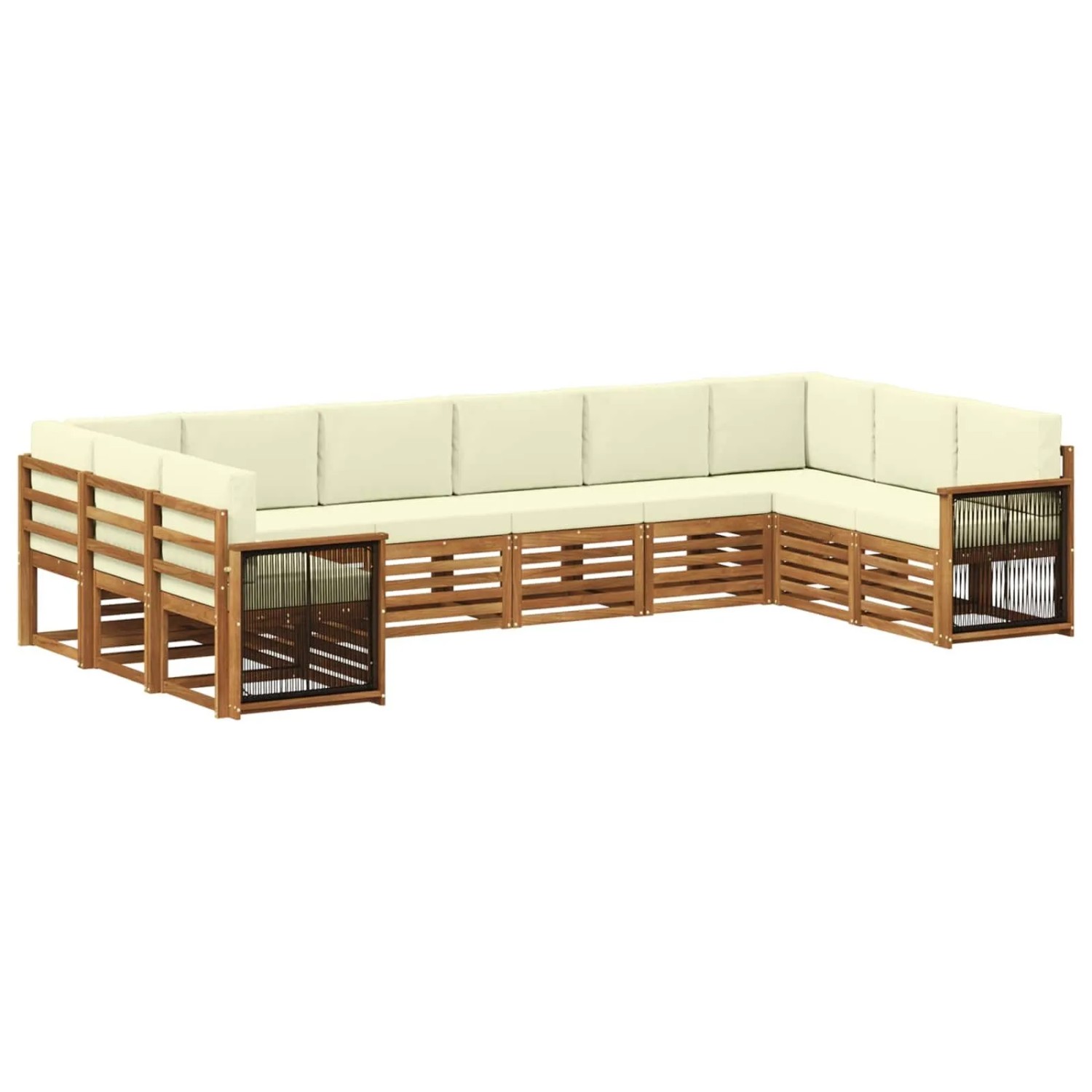 vidaXL Ecksofa Set mit Kissen 7 Stk Natur und Creme 3384891