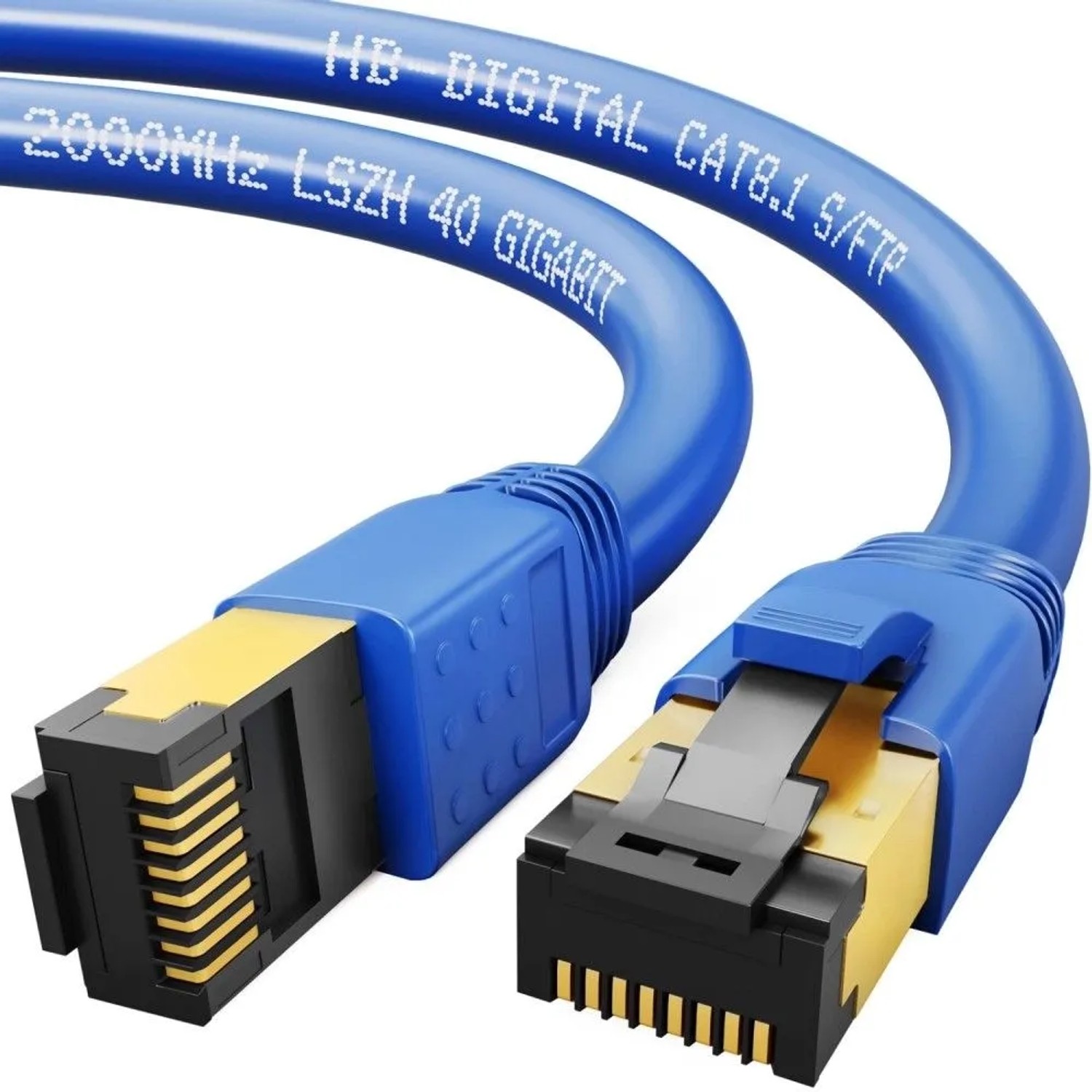 hb-digital 0,5m Patchkabel CAT 8.1 GHMT Zertifiziertes LAN Kabel RJ45 S/FTP PimF LSZH Blau