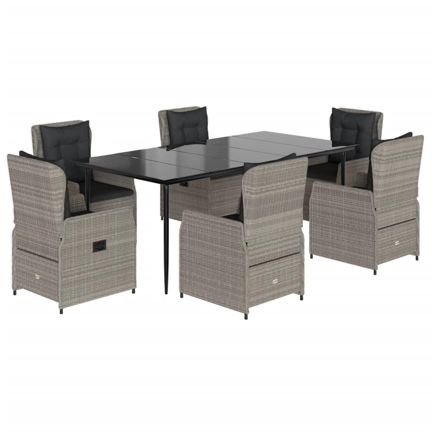 vidaXL 7-Tlg Garten-Essgruppe mit Kissen Hellgrau Poly Rattan 3262901 günstig online kaufen