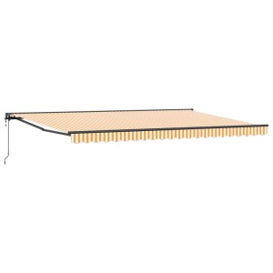vidaXL Einziehbare Markise, gelb-weiß gestreift, 500x300 cm, für Terrasse & Garten.
