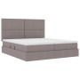 vidaXL Bett mit LED-Licht, Kopfteil, Taupe, 200x200 cm, Stoff. Stauraumbett.