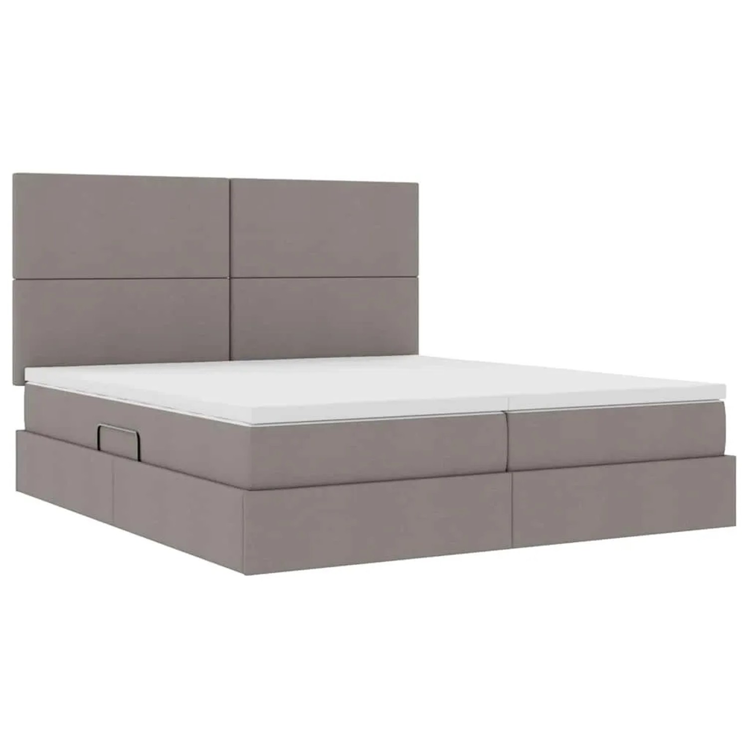 vidaXL Bett mit LED-Licht, Kopfteil, Taupe, 200x200 cm, Stoff. Stauraumbett.
