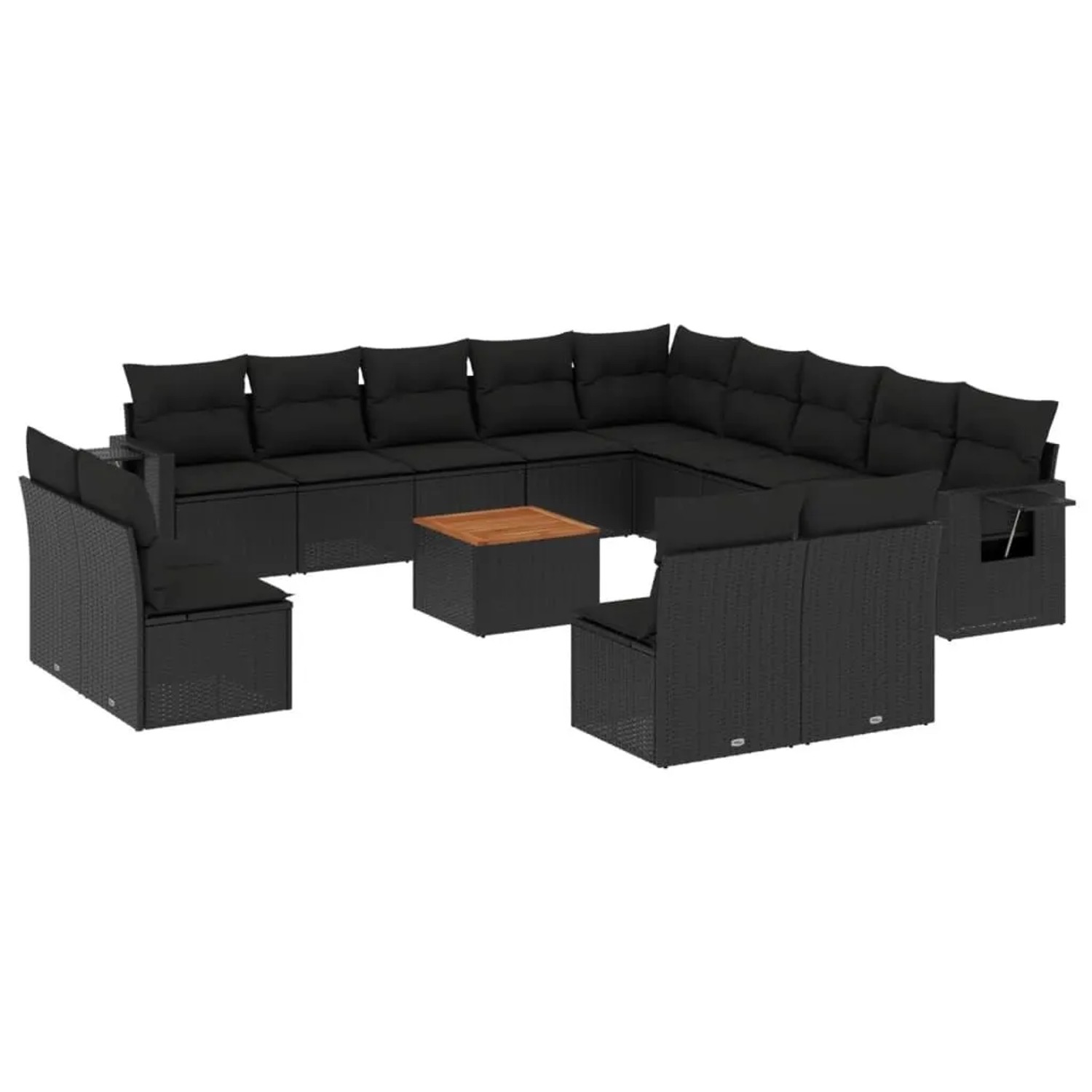 vidaXL 14-Tlg Garten-Sofagarnitur mit Kissen Schwarz Poly Rattan 3224816 günstig online kaufen