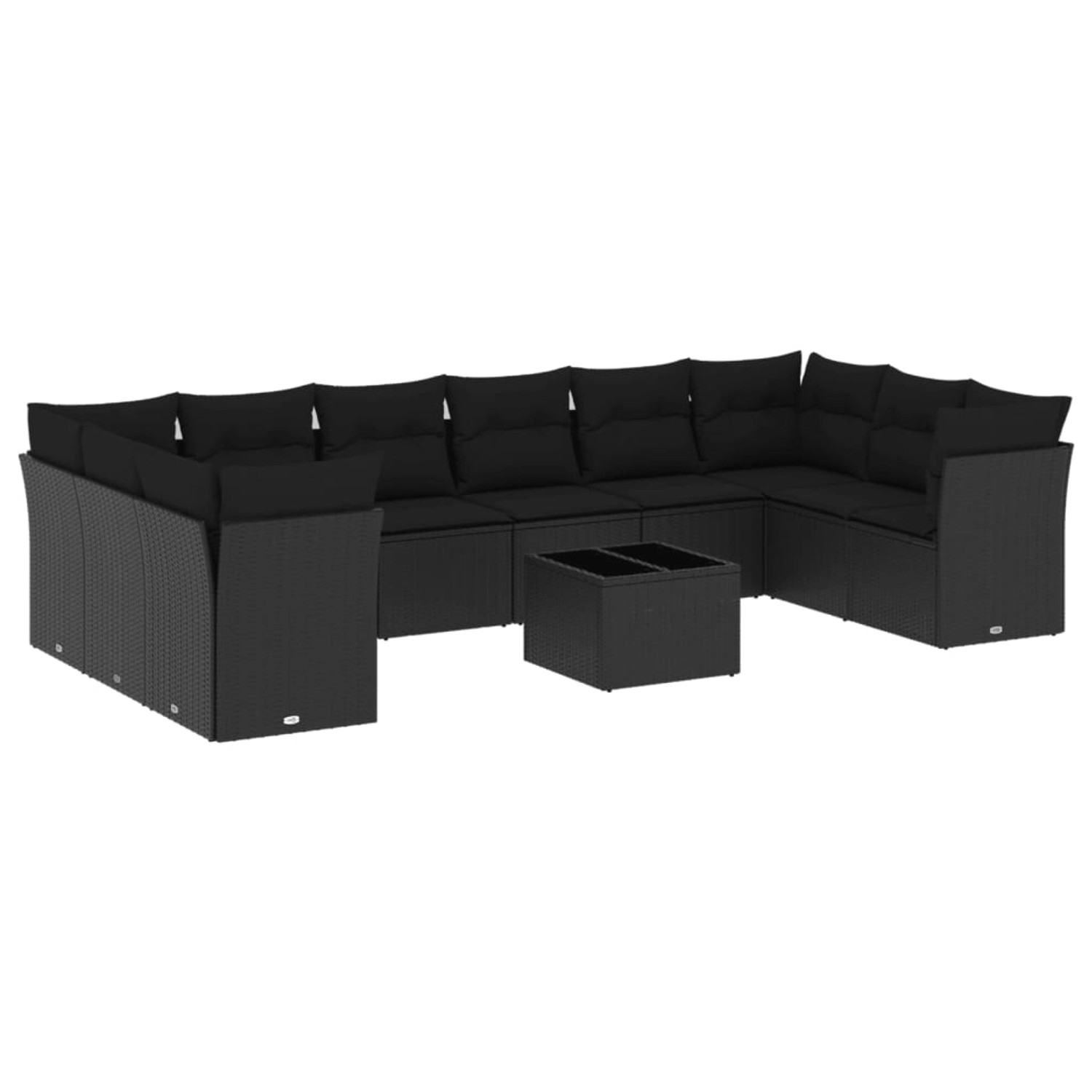 vidaXL 11-tlg Garten-Sofagarnitur mit Kissen Schwarz Poly Rattan Modell 40 günstig online kaufen