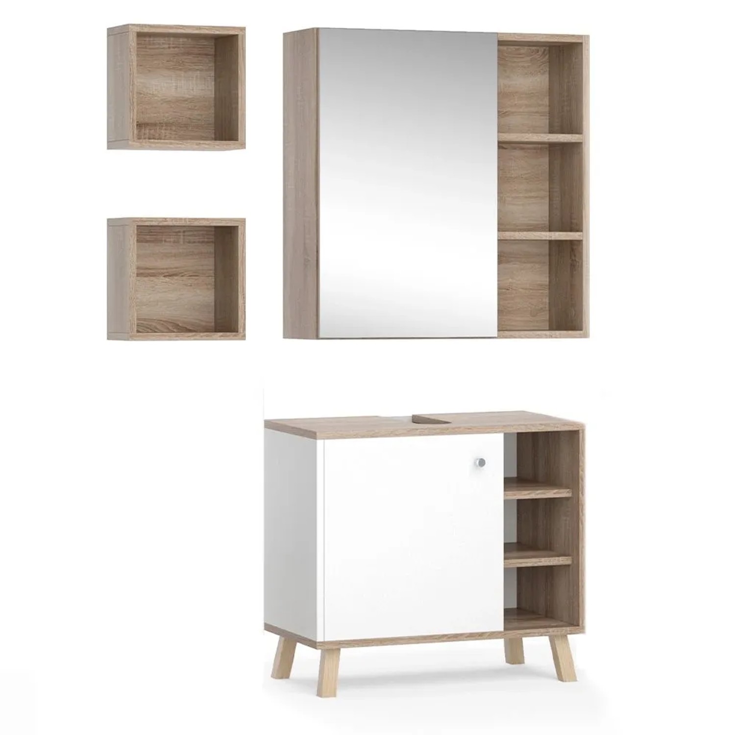 Vicco Badmöbel-Set Senyo Weiß 60 x 54 2-teilig
