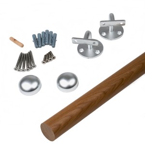 Dolle Handlaufset Eiche versiegelt 150cm mit Halterungen, Schrauben und Dübeln.
