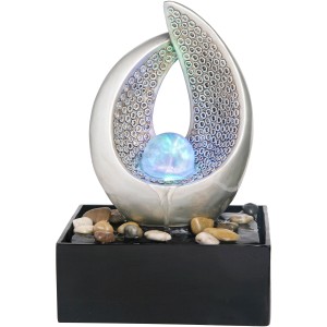 Moderner Silex Zimmerbrunnen mit LED-Beleuchtung und Kunststein-Optik für ein entspannendes Ambiente.