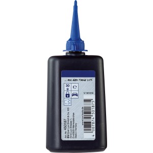 LUX Graphit 30g in Plastikflasche mit blauem Applikator für Schlösser und Scharniere.