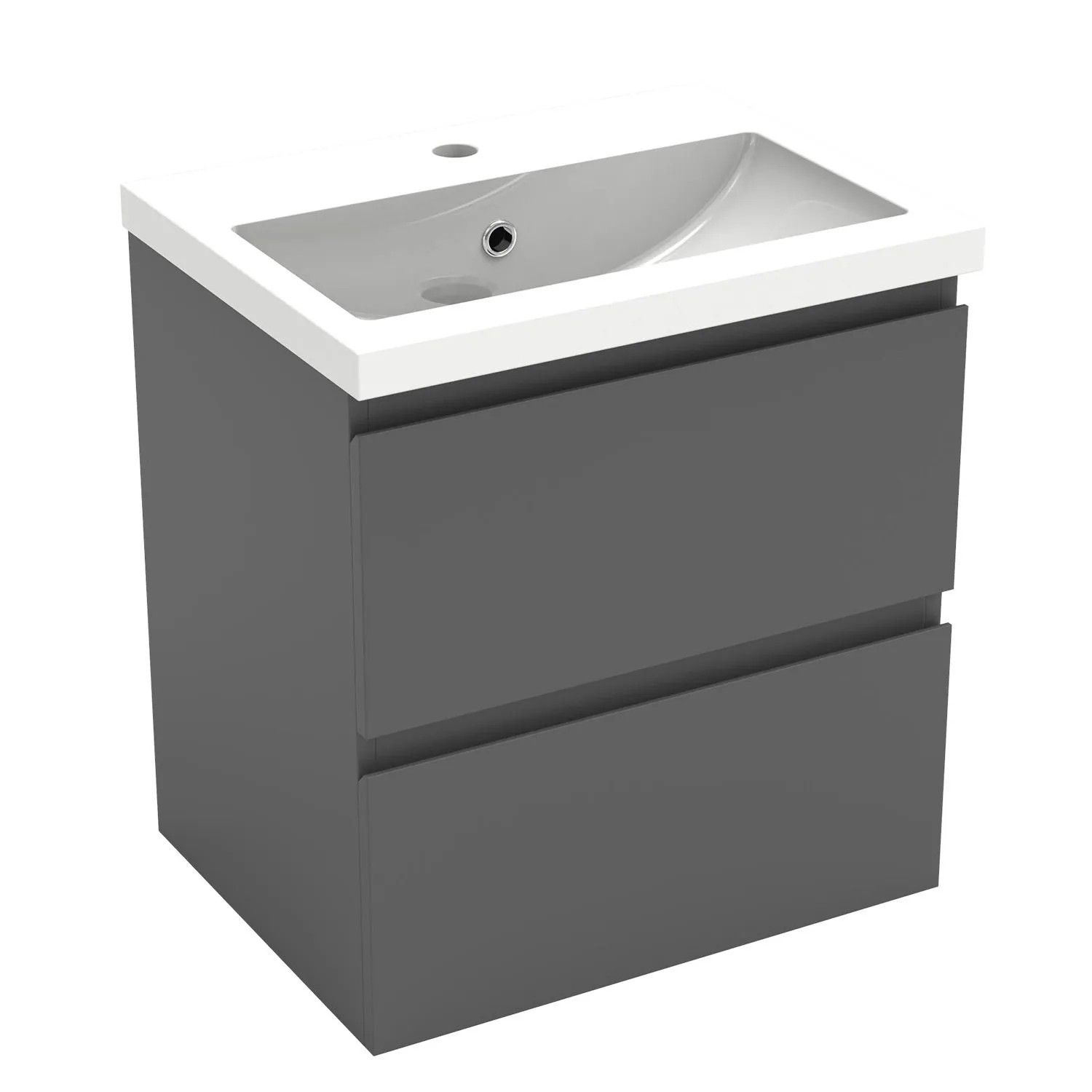 AICA Waschtisch mit Unterschrank 50 cm Aalst Badmöbel Set 2 tlg. Waschbecken mit Unterschrank Anthrazit Matt Softclose