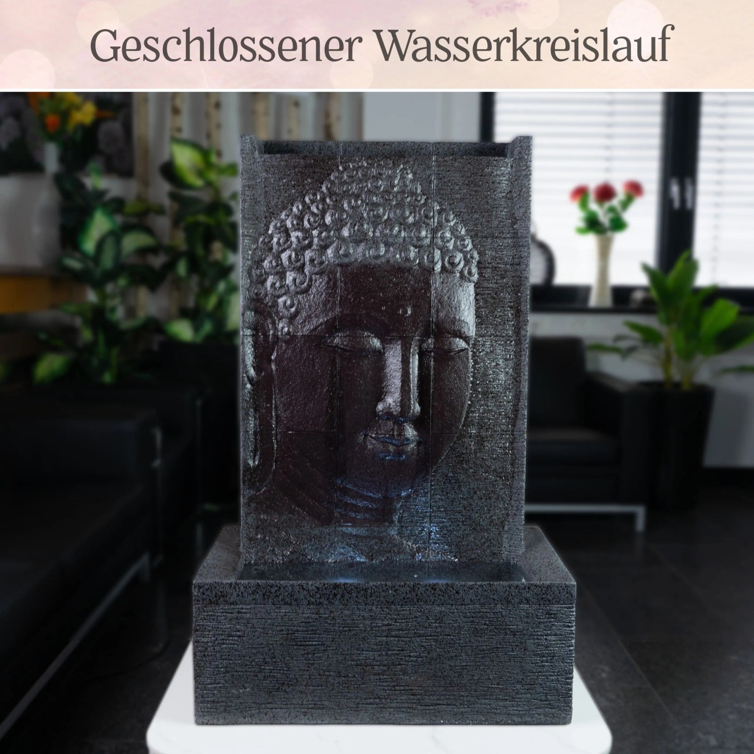 Intergarden Zimmerbrunnen Buddha 100cm mit LED-Beleuchtung.