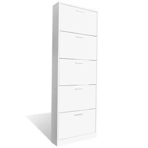 vidaXL Schuhschrank mit 5 Schuhkippern Weiß Holz 241240