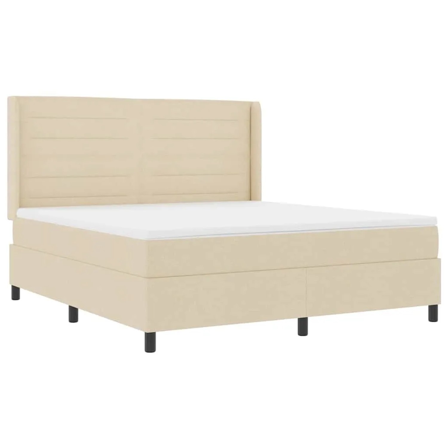 vidaXL LED Boxspringbett mit Matratze Creme 180 x 200 cm Stoff 3343460
