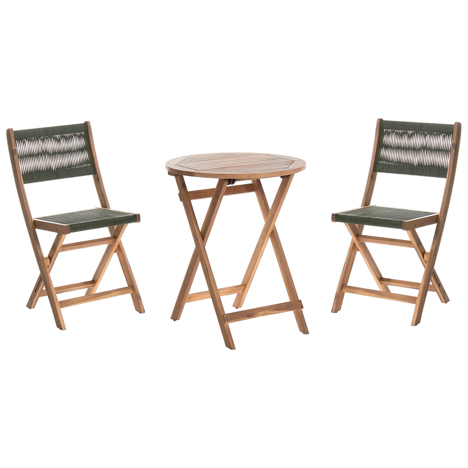 Beliani Bistro Set PROSSEDI Grün Heller Holzfarbton
