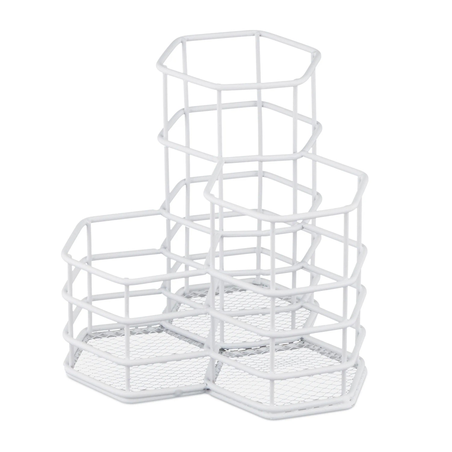 Relaxdays Pinselhalter Eisen Weiß Mit 3 Fächern 12,5 cm x 12 cm x 12,5 cm 0,2 kg