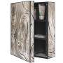 Offener, abschließbarer Banjado XXL Medizinschrank in Anthrazit mit Holzwirbel-Motiv, 35x46x15cm.