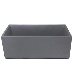 Ondis24 Pflanzkübel Vulkan 100 in Hellgrau mit Gesteinsoptik für den Garten oder Balkon.