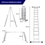 PROREGAL Mehrzweckleiter MULTISTEP, Aluminium, 4x4 Sprossen, bis 4,6m Höhe, als Steh-, Anlegeleiter oder Gerüst nutzbar.