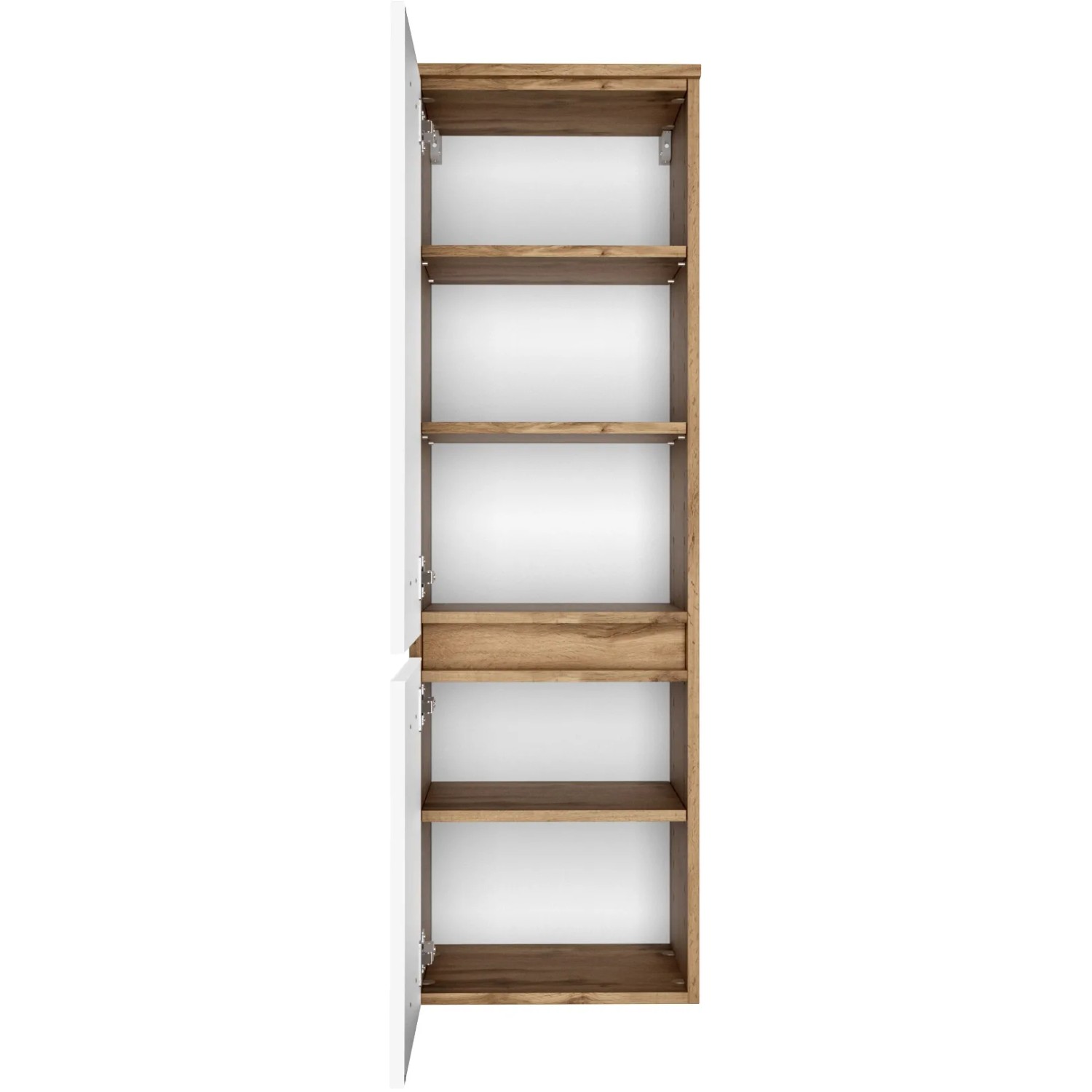 Offener Held Möbel Midischrank Bari, 40 cm, matt Weiß-Wotaneiche, mit Einlegeböden.