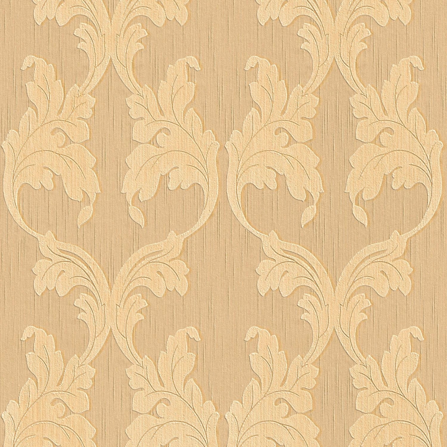 PROFHOME 956283-GU Textiloptik Tapete Barock Matt Orange Beige 0,53 m x 10, günstig online kaufen