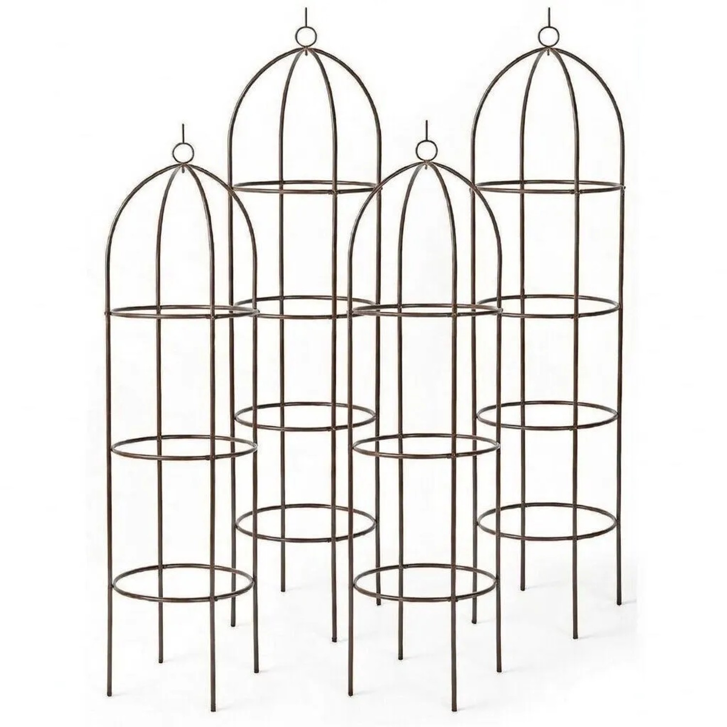 TTL GARDEN Obelisk Rankhilfe L 165 x 40 cm Braun 4er Set Metall Pulverbeschichtet Rankgitter Rosensäule für Rosen Clematis