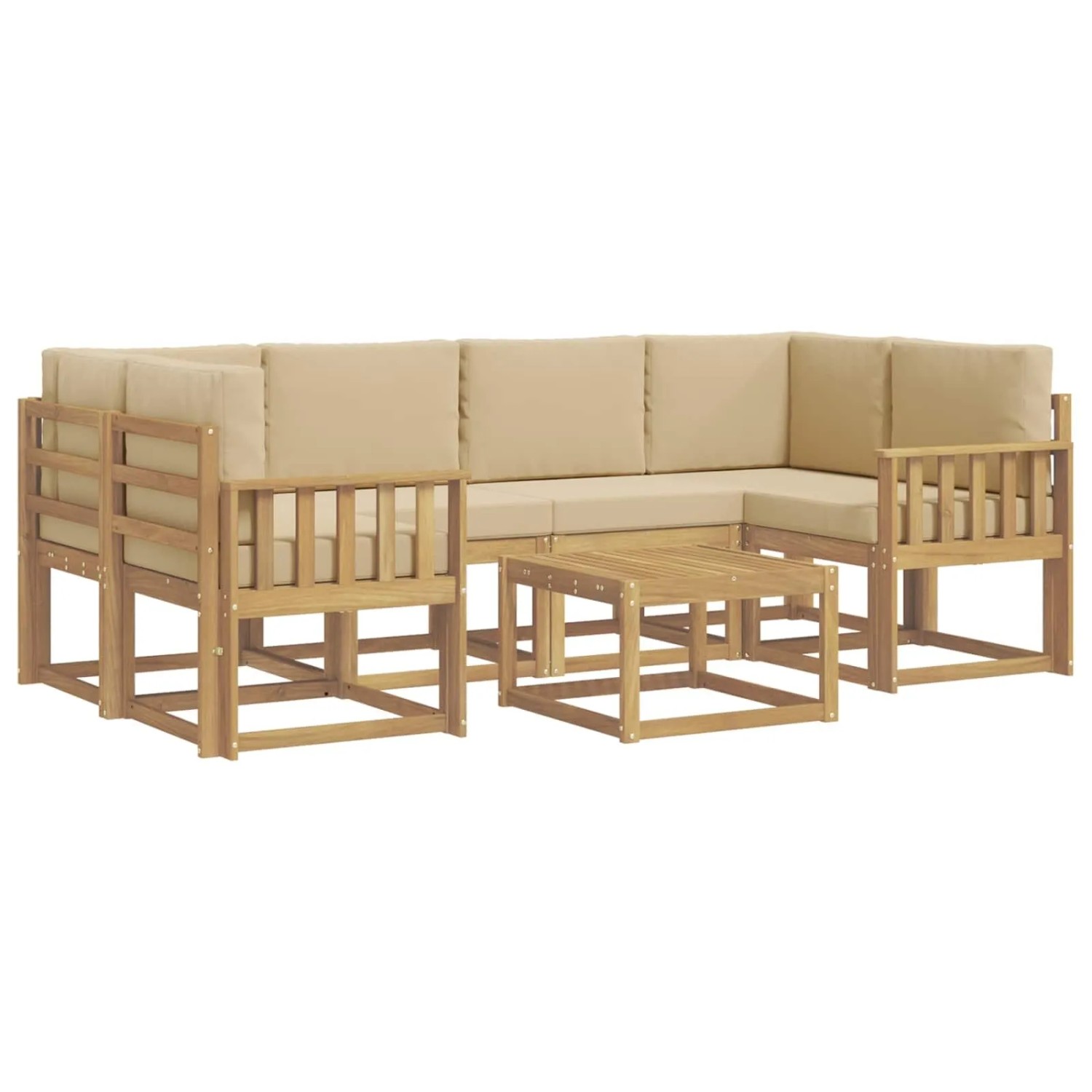 vidaXL Outdoor-Sofagarnitur mit Kissen 7-Tlg Weiß und Beige 3387312
