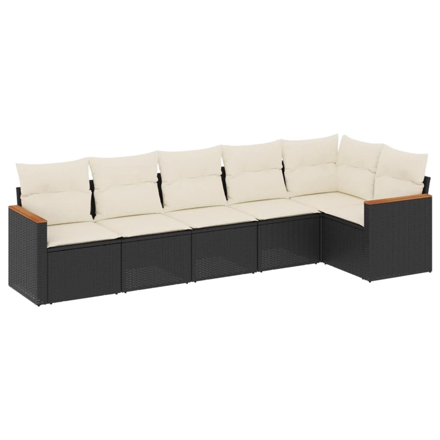 vidaXL 6-Tlg Garten-Sofagarnitur mit Kissen Schwarz Poly Rattan 3258388