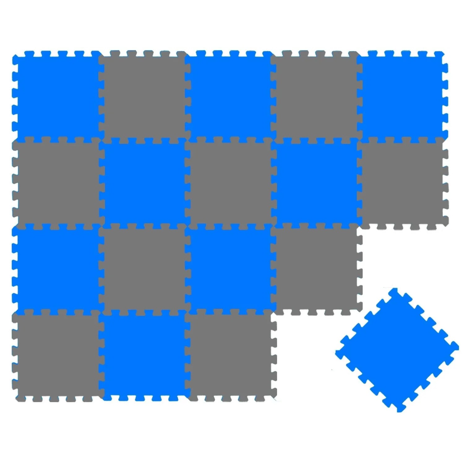 LittleTom Baby & Kinder Puzzlematte 30 x 30 cm 18 Stück Grau & Dunkelblau