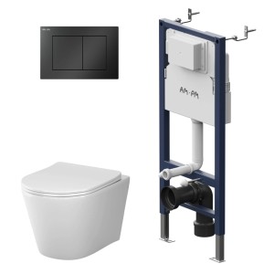 AM.PM WC-Set: Wand-WC, Vorwandelement, schwarze Drückerplatte. Komplettes Set für moderne Bäder.