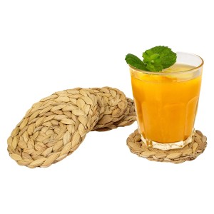 HMF 37235-S6 Untersetzer Rund Glasuntersetzer Geflochten aus Wasserhyazinthe 6er Set 10 cm