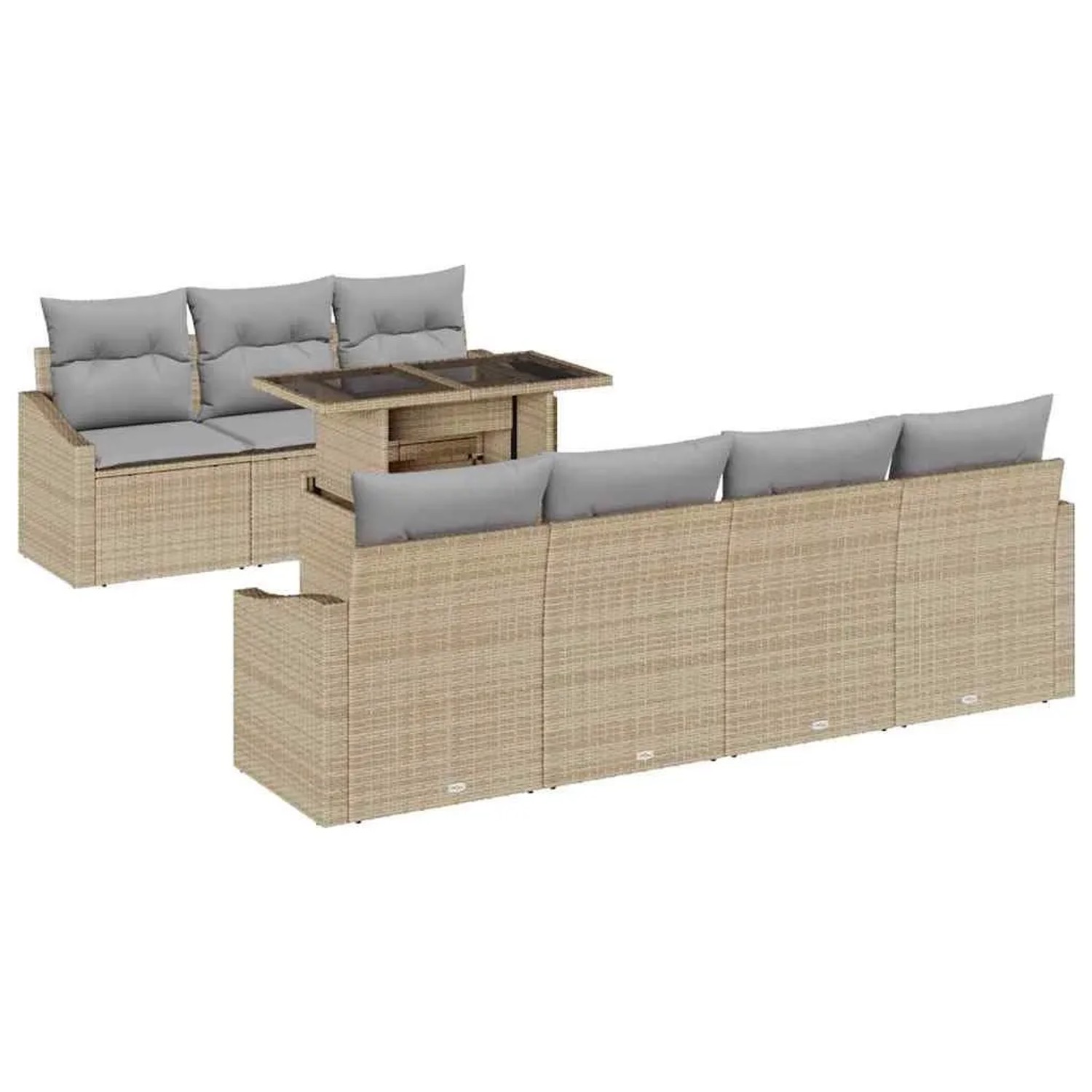 vidaXL Gartensofa-set mit Kissen 8-Tlg Beige und Hellgrau Poly-Rattan 33489 günstig online kaufen