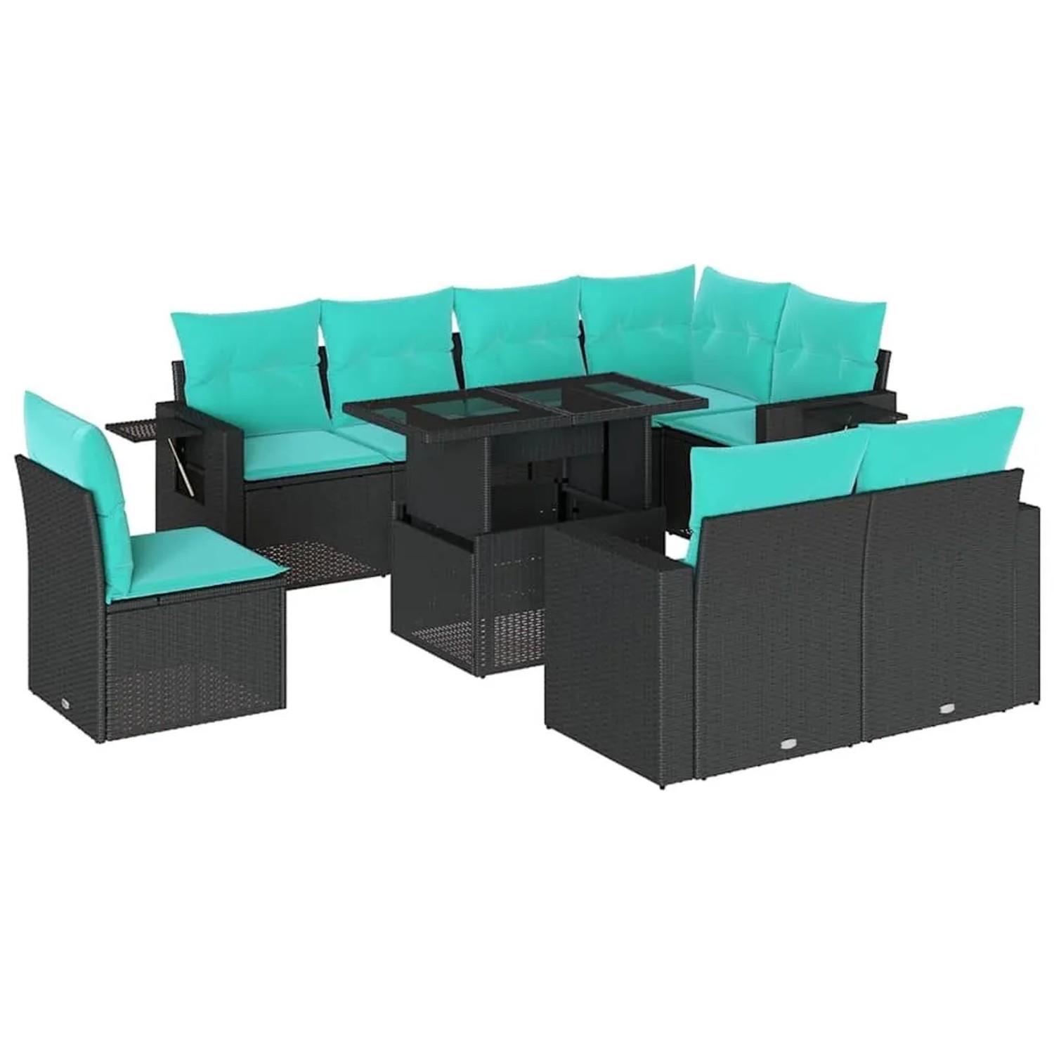 vidaXL 9-Tlg Gartensofa-Set mit Kissen Schwarz Polyrattan 3268037 günstig online kaufen