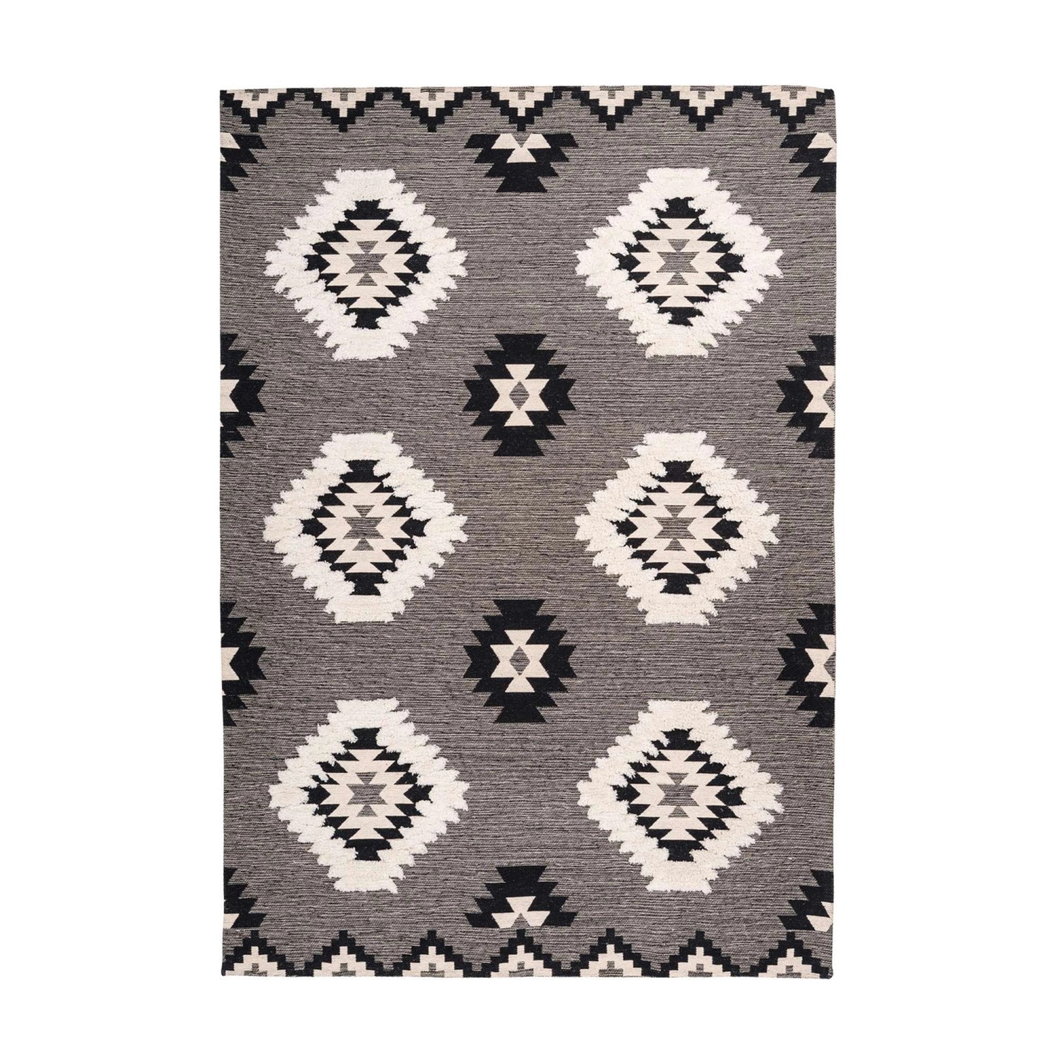 MeGusta Kurzflor Teppich EthnoDesign Grau 3DDesign 200 x 290 cm günstig online kaufen