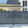 Graues Casanoov Doppelflügeltor aus Aluminium, 3 m breit, Vogel-Design, 120 cm hoch.