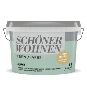 Eimer Schöner Wohnen Wandfarbe Spa Grün, matte Innenfarbe für Wände.