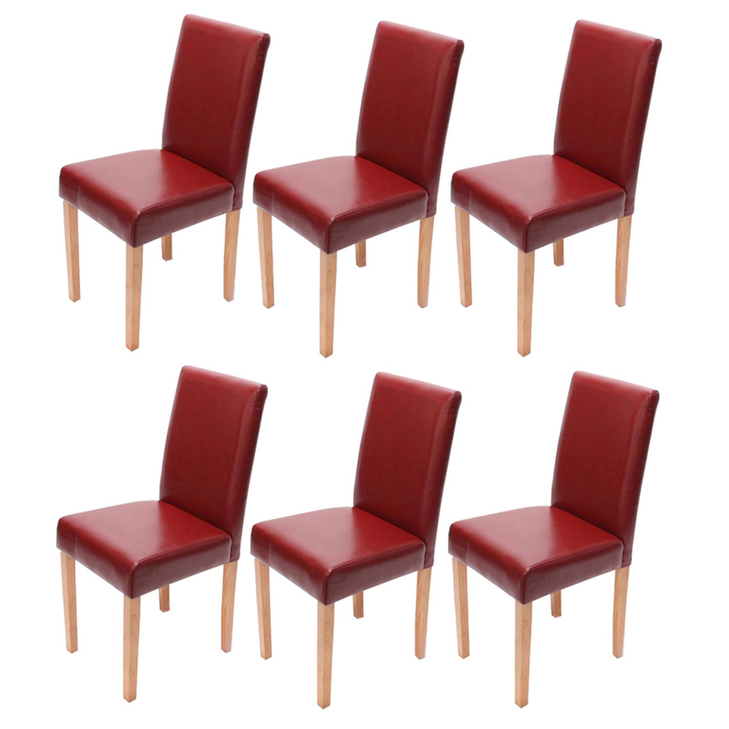 MCW Esszimmerstuhl Littau Kunstleder 6er-Set Kunstleder Rot Helle Beine